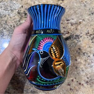Hand Painted Talavera Clay Pottery Vase made in Mexico